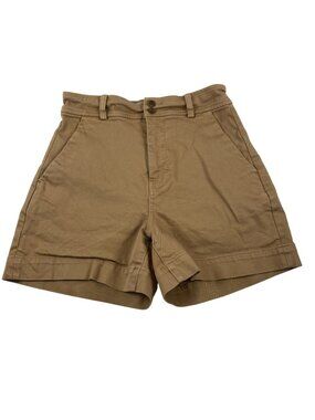 Everlane Womens Tan High-Waist Cotton Shorts Size 4 With Front & Back Pockets